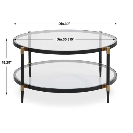 Chadid Round Glass Coffee Table - Black by Uttermost - View 10