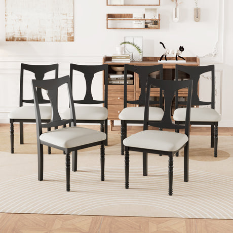 7-Piece Dining Table Set, 60inch to 78inch Extendable Wood Dining Table with Removable Leaf, Kitchen Table Set with 6 Upholstered Side Chair, Dining Table Set for 6 - sold by Home Elegance USA