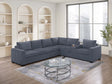Modern Large Family Dark Gray Corduroy 6pc Sectional Set Living Room One Arm Loveseat Wedge Console Armless Chair Couch Set - sold by Home Elegance USA