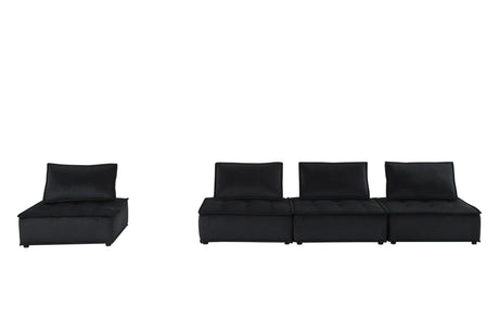 Anna Black Velvet 4 - Seater Modular Sofa - B061S00695 - Home Elegance USA - 3