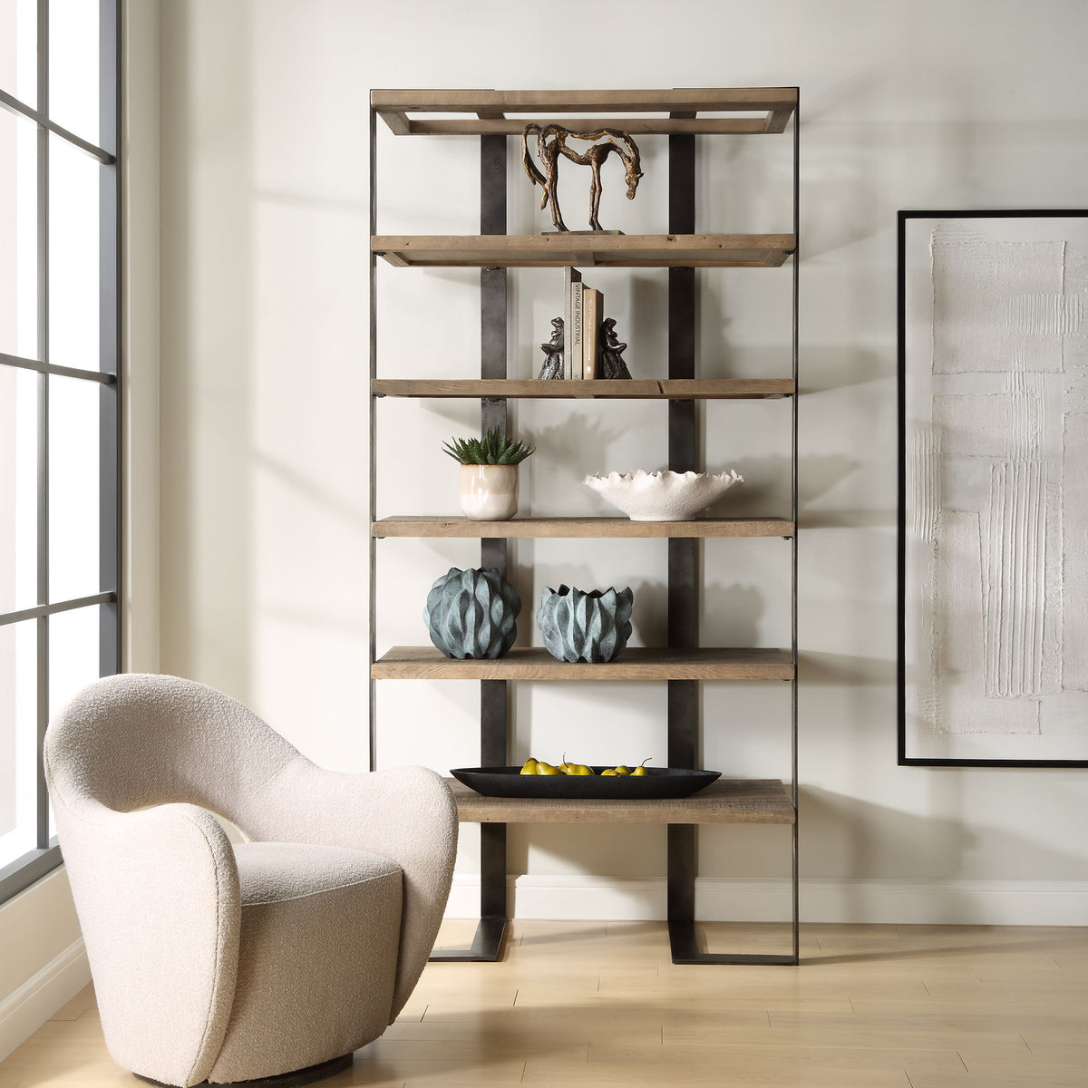 Felix Reclaimed Oak Etagere - Light Brown by Uttermost - View 2