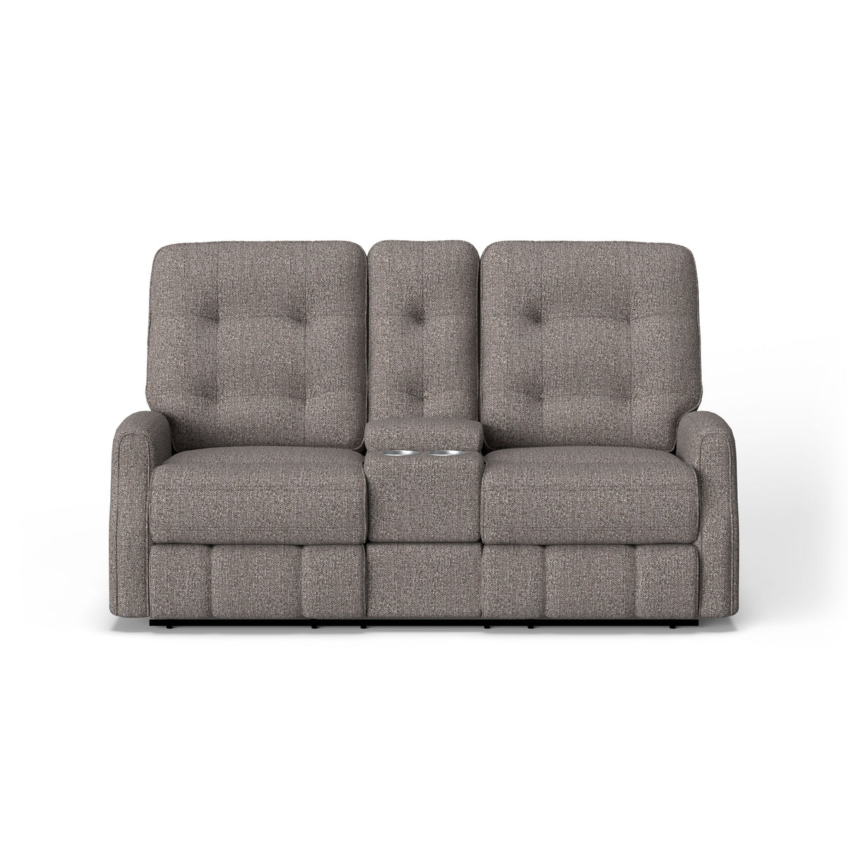Devon Transitional Fabric Power Reclining Loveseat With Console & Power Headrests | Flexsteel