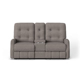 Devon Transitional Fabric Power Reclining Loveseat With Console & Power Headrests | Flexsteel