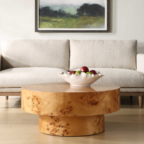 Knots Poplar Round Coffee Table - Light Brown by Uttermost - View 2