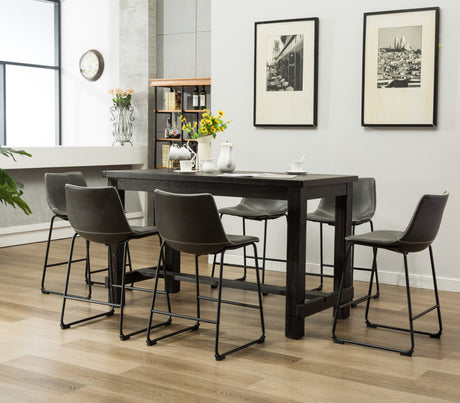 Bronco Antique Wood Finished Counter Height Dining Set: Table and Six Gray Chairs - sold by Home Elegance USA