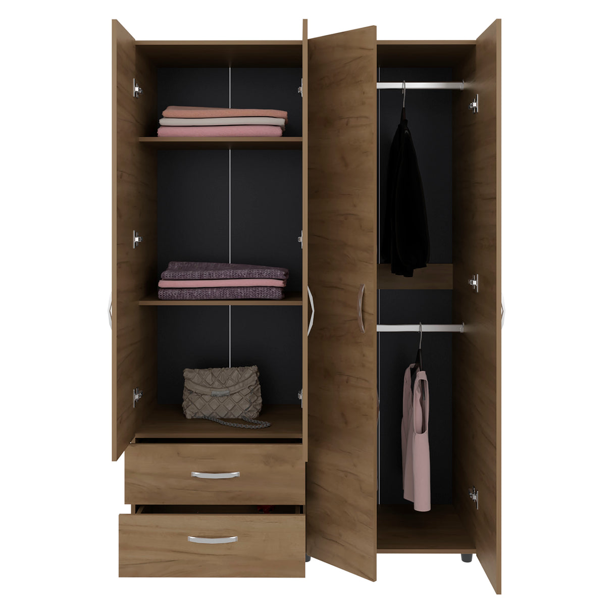 Armoire, 4 Doors, 2 Drawers, 3 Shelves, 70.9' H, Natural Oak  - Bedroom - sold by Home Elegance USA