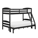 Twin over Full Bunk Bed with Guard Rails 1pc Sturdy Wooden Black Finish Youth Bedroom Furniture - sold by Home Elegance USA