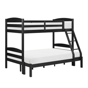 Twin over Full Bunk Bed with Guard Rails 1pc Sturdy Wooden Black Finish Youth Bedroom Furniture - sold by Home Elegance USA