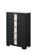1pc Contemporary Black Finish Chest Five Drawers Metal knobs Black White Bedroom Wooden Furniture