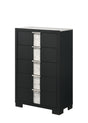 1pc Contemporary Black Finish Chest Five Drawers Metal knobs Black White Bedroom Wooden Furniture
