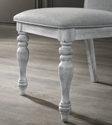 Iris 5-Piece Dining Set, Round Pedestal Table with 4 Chairs, Weathered White and Gray - sold by Home Elegance USA