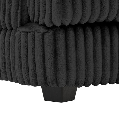 Modern Oversized U-shaped Sectional Sofa with Chaise Lounge Upholstered in Soft Black Corduroy - sold by Home Elegance USA