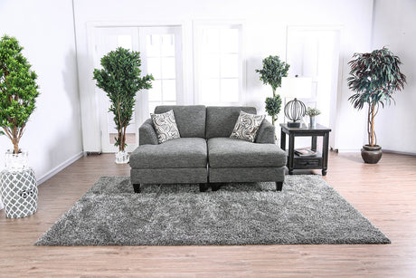 Gray Chenille 5pc Sectional Set Living Room Furniture Pillows Armless Chair Ottoman Chaise Plush Couch Sectionals - sold by Home Elegance USA