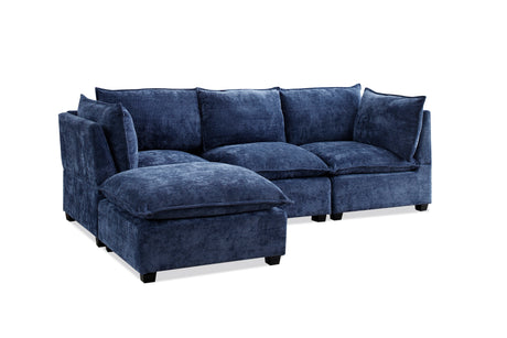 Modern Sectional Sofa,L-Shape Linen Fabric Corner Couch Set with Convertible Ottoman for Living Room, Apartment, Office,Blue,3 Colors - sold by Home Elegance USA
