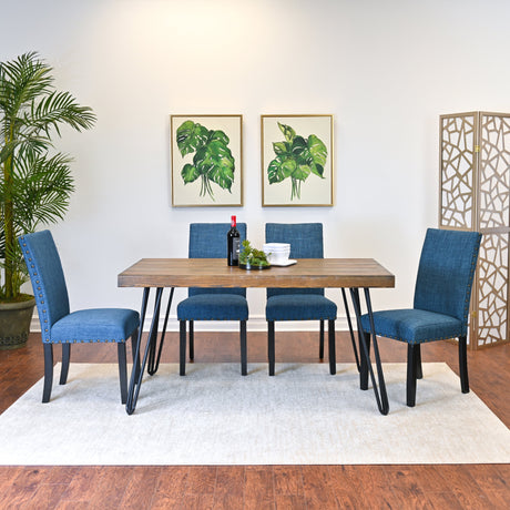 Amisos 5-Piece Dining Set, Hairpin Dining Table with 4 Chairs, 3 Color Options - sold by Home Elegance USA