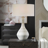 Potter Table Lamp Striped Ivory Blue - White by Uttermost - View 2