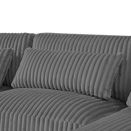 Modern Oversized U-shaped Sectional Sofa with Chaise Lounge in Dark Gray Corduroy, 129' - sold by Home Elegance USA