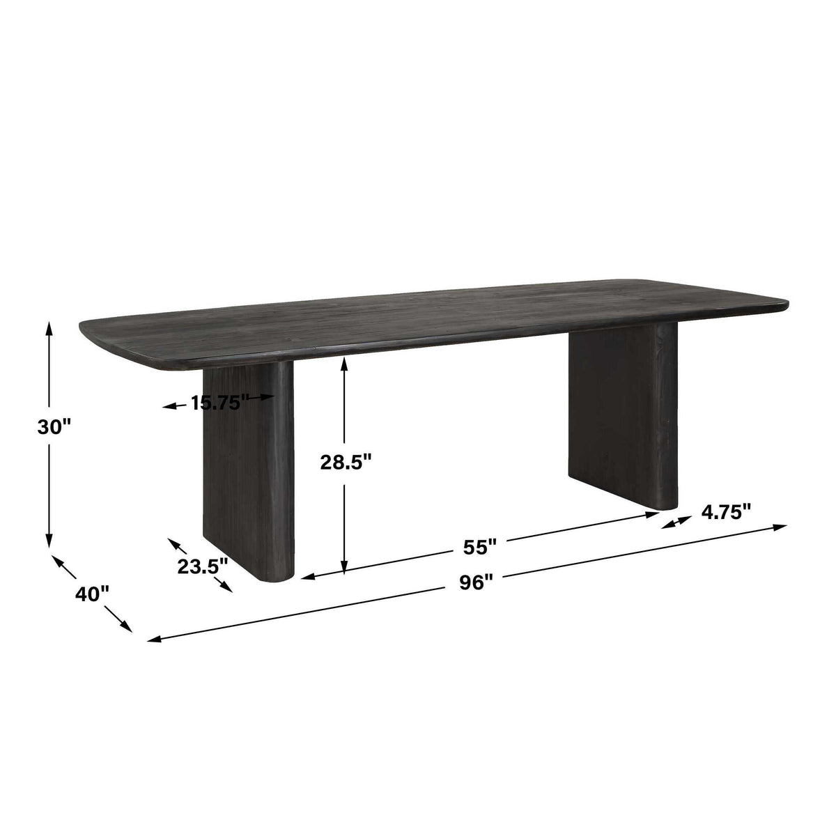 Kirin Reclaimed Fir Dining Table - Black by Uttermost - View 8