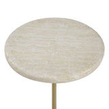 Adames Travertine Drink Table Brass / White - Gold / White by Uttermost - View 3