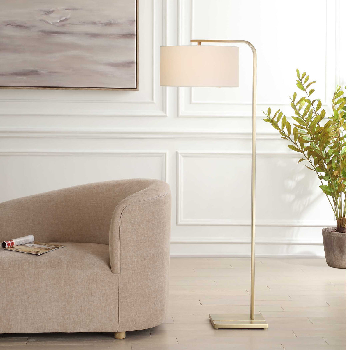 Laight Floor Lamp Antique Brass - Gold by Uttermost - View 2