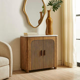 Mebarak Reeded 2 Door Cabinet Bronze,White,Woodtone - Light Brown / White by Uttermost - View 4