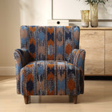 Lainey Upholstered Ikat Armchair Blue / Brown / Orange - Blue / Dark Brown by Uttermost - View 2