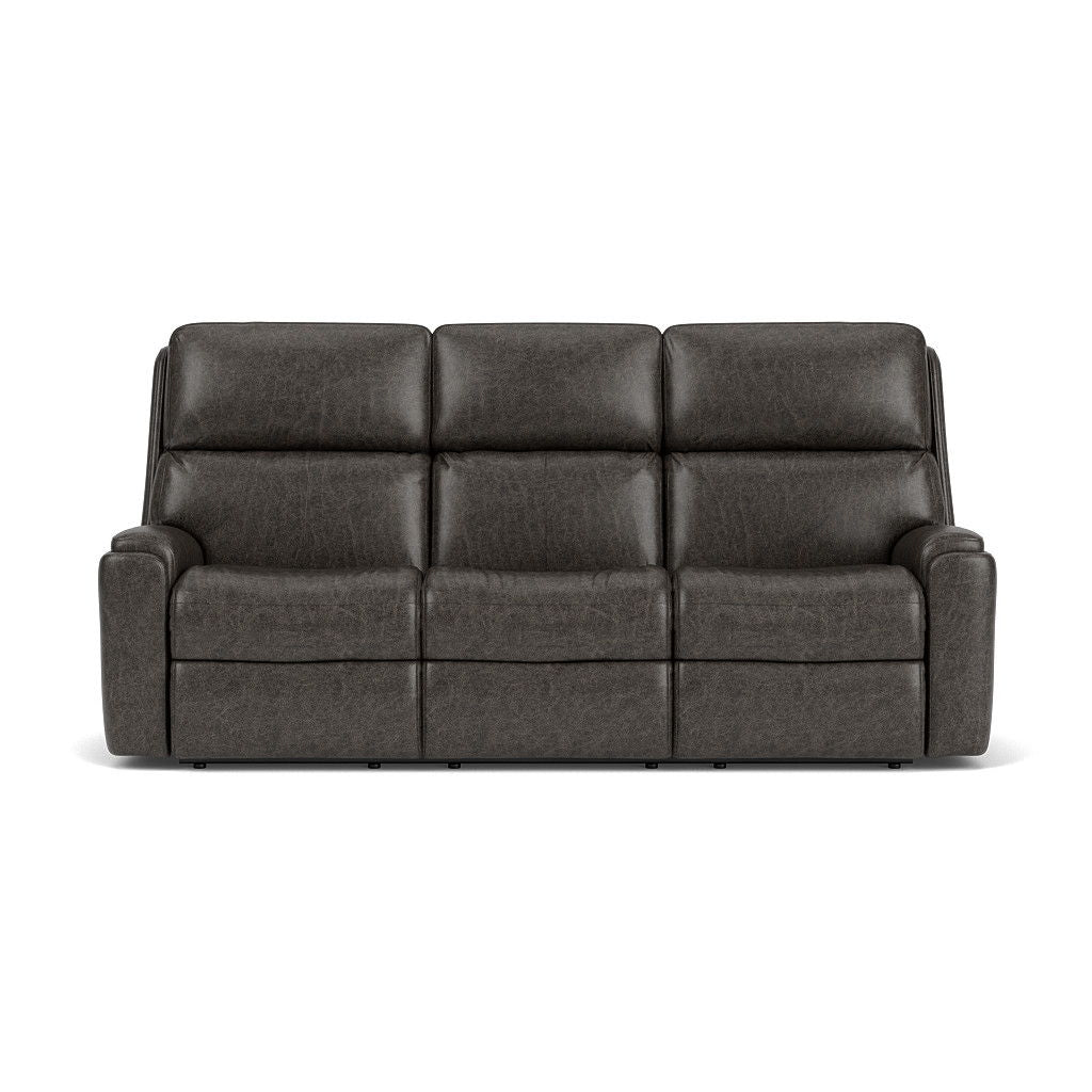 Rio Transitional Leather Power Reclining Sofa, Power Headrests | Flexsteel