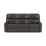 Rio Transitional Leather Power Reclining Sofa, Power Headrests | Flexsteel