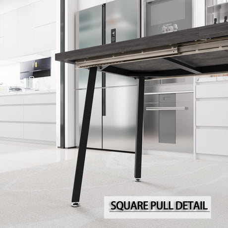 55.12-70.87' expandable square dining table set that can accommodate 4-6 people, equipped with 6 C-shaped tubular cushioned armless dining chair,  kitchen table and chair set, with metal legs - sold by Home Elegance USA