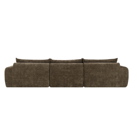 116'' Fully Compressed Sofa with High Density Foam, Integrated Backrest&Seat Cushion, Decorative Edging, Legless Design without Frame, No Assembly Required, Free Combination, Particle Chenille - sold by Home Elegance USA