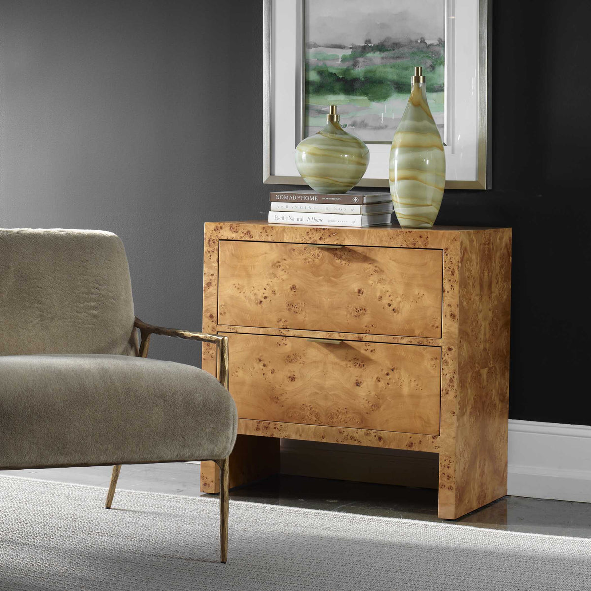 Indus 2 Drawer Chest Burl - Light Brown by Uttermost - View 3