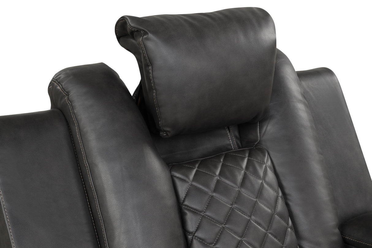 Benz LED & Power Reclining Loveseat Made With Faux Leather in Black - 659436023932 - Home Elegance USA - 8