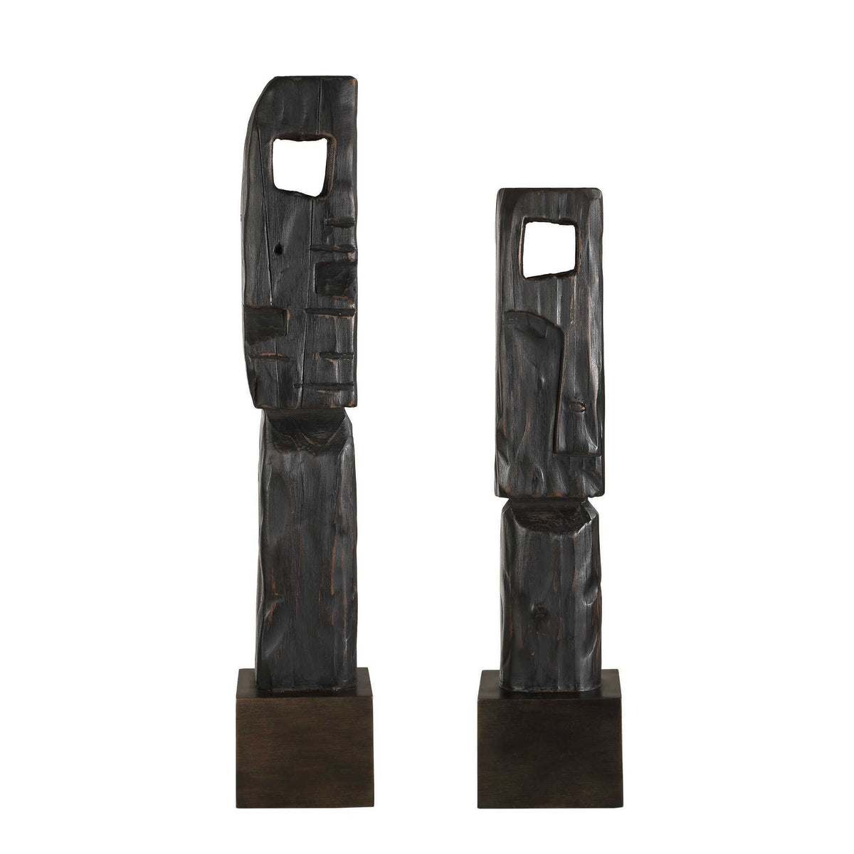 Cipher Wood Totems (Set of 2) - Black by Uttermost - View 4