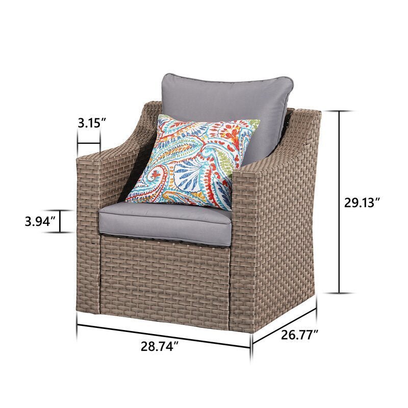 7-Pieces Wicker Patio Conversation Set with Gray Cushions