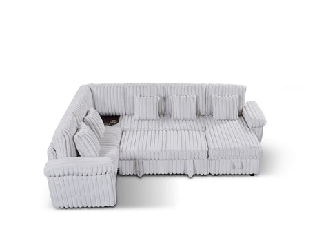 110-inch U-shaped corduroy super soft sectional sofa with storage and pull-out bed, corner coffee table with cup holder and USB port; suitable for living room, comfortable corduroy sectional sofa - sold by Home Elegance USA