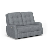 Devon Transitional Fabric Power Reclining Loveseat, Power Headrests | Flexsteel