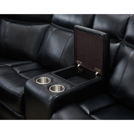 JUPITER Black Leather Sectional with Recliners and LED Lighting - sold by Home Elegance USA