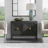 Aiken 2 Door Cabinet Dark Walnut - Black / Light Brown by Uttermost - View 3