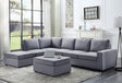 Cassia 120' Light Gray Linen 7 Seat Reversible Modular Sectional Sofa with Ottoman - sold by Home Elegance USA