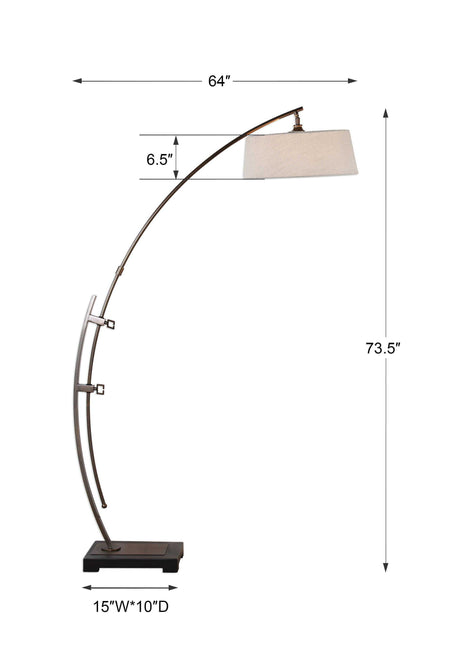 Calogero Arc Floor Lamp - Bronze / Beige by Uttermost - View 4