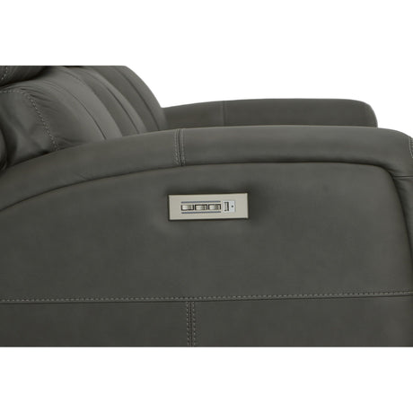 Linden Power Reclining Sofa With Power Headrests & Lumbar - Charcoal | Flexsteel