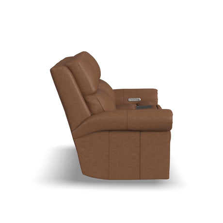 Bernard Power Reclining Loveseat With Console, Power Headrests & Lumbar | Flexsteel