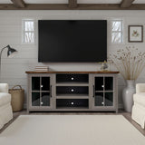 Avalon 67 inch TV Stand Console for TVs up to 80 inches, No Assembly Required, Sandstone and Whiskey Finish