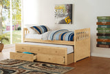 Twin/Twin Trundle Bed with Storage Drawers Natural Pine Finish Wooden Bedroom Furniture 1pc Captain Bed