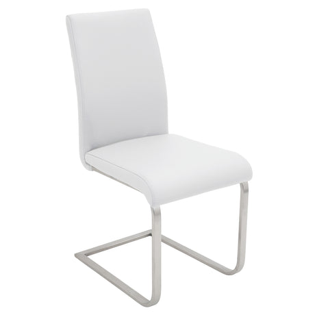 Fuji-Foster Contemporary Dining Set in Stainless Steel, Clear Glass and White Faux Leather by LumiSource - 5 Piece - sold by Home Elegance USA
