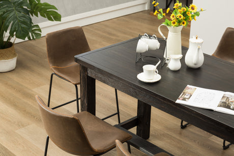 Bronco Antique Wood Finished Counter Height Dining Set: Table and Six Brown Chairs - sold by Home Elegance USA