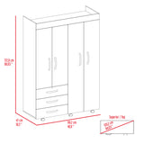 Hamilton Mobile Armoire, 4-Doors Cabinet, Three Drawers, Rods, Four Shelves, Black Wengue - Bedroom - sold by Home Elegance USA