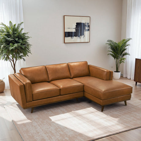 Chase Genuine Leather Sectional Sofa Right Facing Tan Full Leather 90.90' - sold by Home Elegance USA