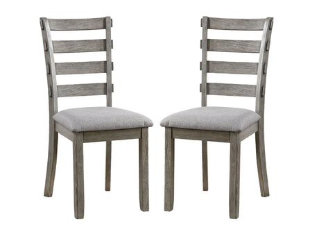 Dining Table 6x Side Chairs 7pcs Dining Set Grey Finish Dining Room Furniture Fabric Seat Rustic Style - sold by Home Elegance USA