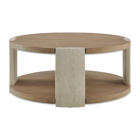 Maulet Round Coffee Table Off-White / Oak - Light Brown / Beige by Uttermost - View 1